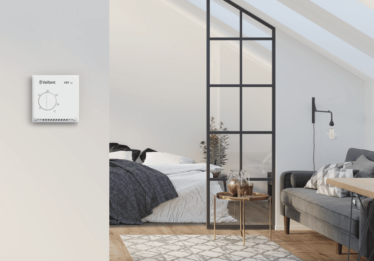 [AI-based media content] Room Thermostat, analogue VRT 15 scene view