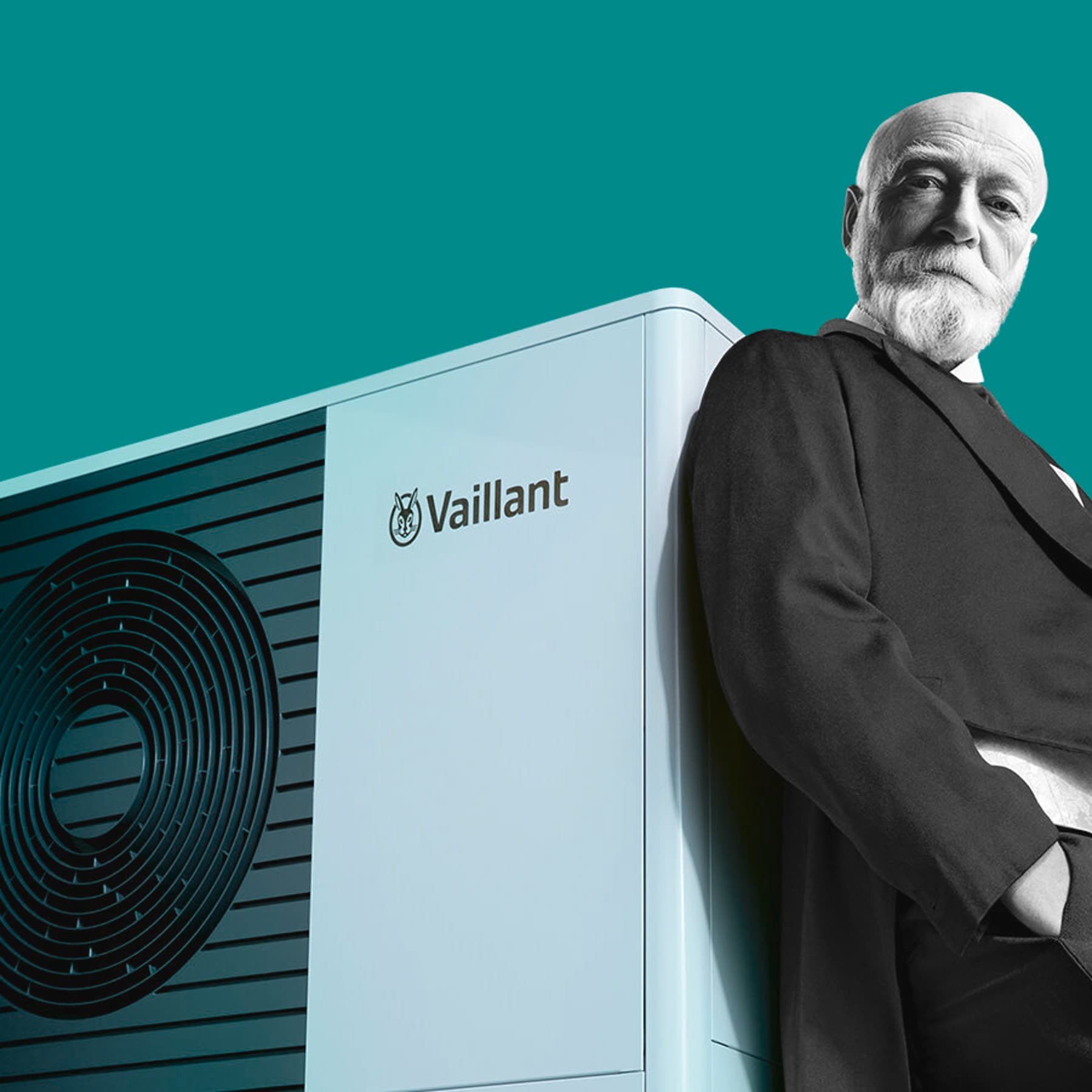 Johann Vaillant, ısı pompasının önünde