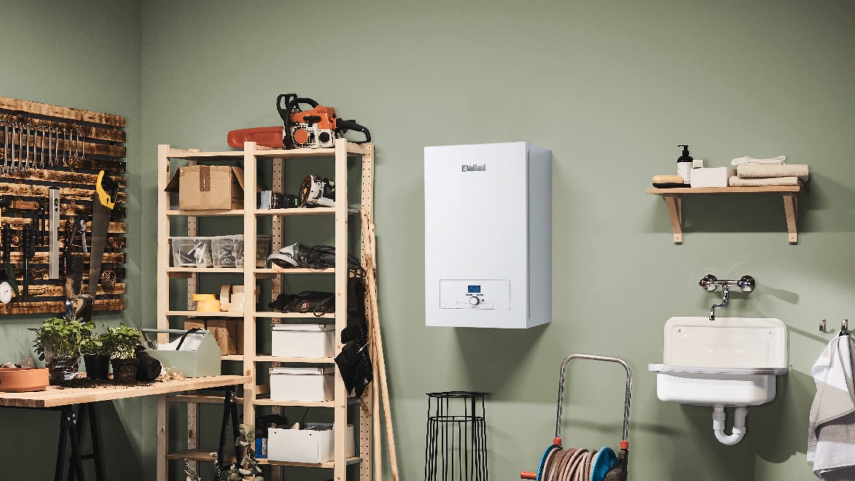 Çamaşır odasındaki elektrikli su ısıtıcısı